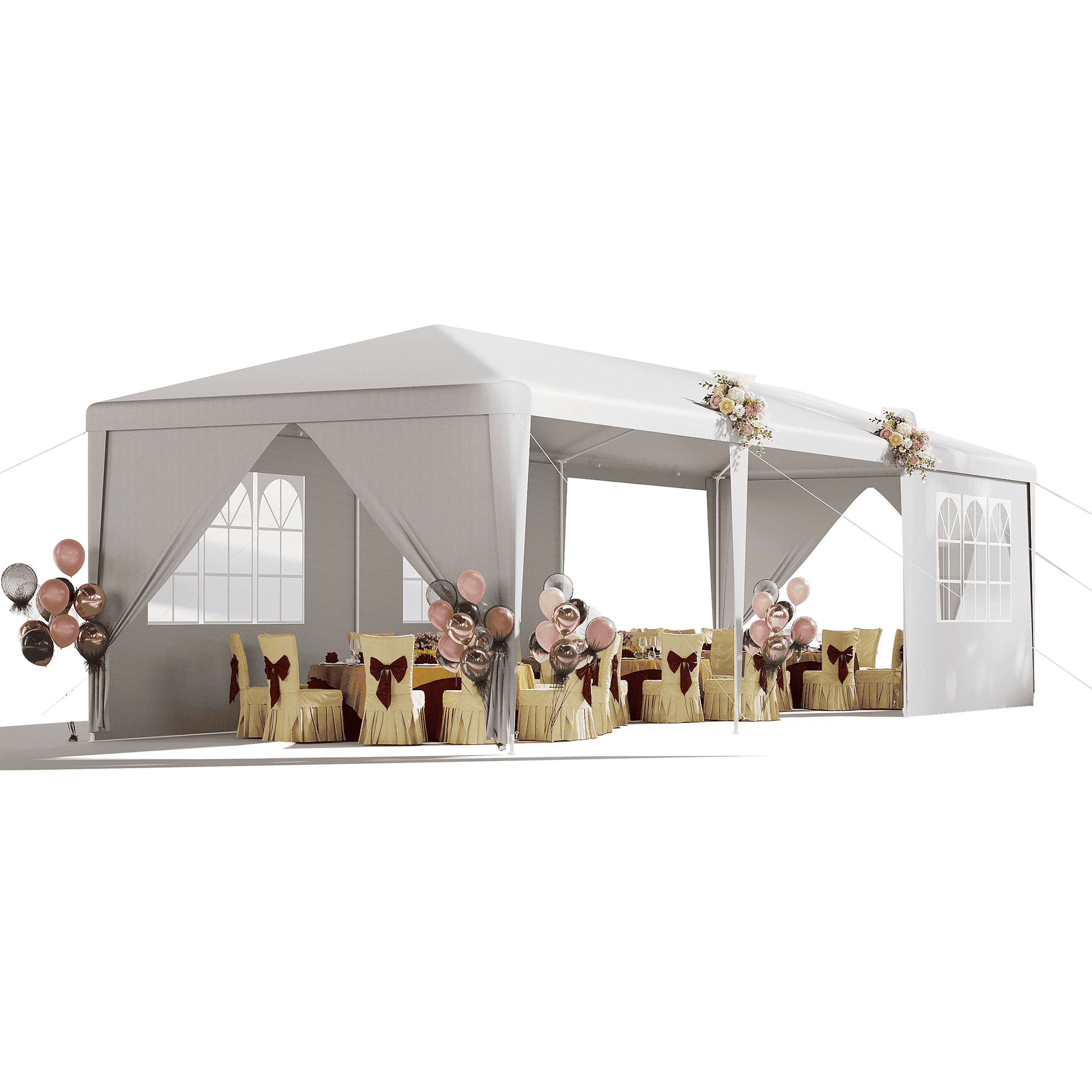 Erommy 10x30 ft Party Tent, Waterproof Outdoor Canopy with 6 Sidewalls \u0026 2 Zippered DoorsWhite