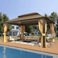 thumbnail image 1 of EROMMY 12' x 16' Hardtop Gazebo, Aluminum Frame, Galvanized Steel Roof, Curtains and Nettings, 1 of 9