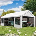 thumbnail image 1 of Erommy 12 x 24' Heavy Duty Portable Outdoor Garage Carport with Roll-up Windows, Side Doors and Removable Sidewalls for RV,Car, White, 1 of 8