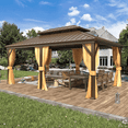 thumbnail image 1 of EROMMY 12'x18' Hardtop Gazebo with Galvanized Steel Double Roof & Aluminum Frame, Outdoor Gazebo with Premium Curtains and Nettings, 1 of 8