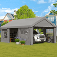 thumbnail image 1 of Mellcom 13' x 20' Carport, Heavy Duty Portable Garage with Roll-Up Windows, Side Doors and Removable Sidewalls, All-Season Car Port for Car,SUV,Truck,Gray, 1 of 8
