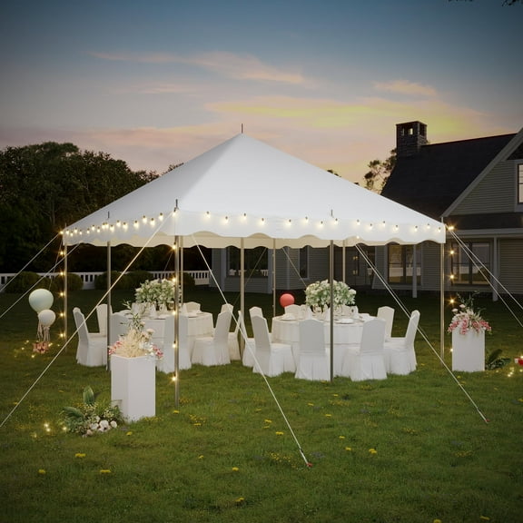 Erommy 15x15 Pole Party Tent, Heavy Duty Canopy Tent with Carry Bags, PVC Fire Retardant Outdoor Canopies for 40 People, Events, Weddings