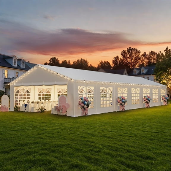Erommy 20x50 ft Heavy Duty Party Tent, Outdoor Wedding Tent with Removable Sidewalls & 2 Roll-Up Doors