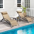 thumbnail image 1 of EROMMY 3 PCS Outdoor Lounge Chairs Set of 2 with Coffee Table, All-Weather Textiline Patio Recliner Chairs with 5 Adjustable Backrest for Patio Beach Yard Pool, 1 of 16