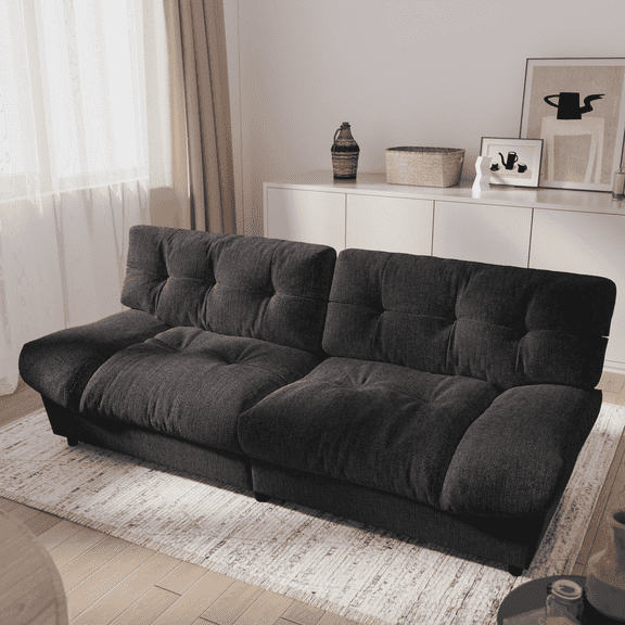 EROMMY 80" Cloud Couch Love Seat Couches, Chenille Overstuffed Cloud Sofa Loveseat with Pillow-Designed Armrest, Deep Seat Two Seater Love Seat Couch for Small Spaces, Dark Grey