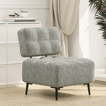 EROMMY Accent Chair, Mid Century Modern Chair with Thick Cushion & Metal Legs, Linen Leisure Chair Comfy Side Corner Chairs for Living Room, Bedroom, Study Room, Entryway (Gray)