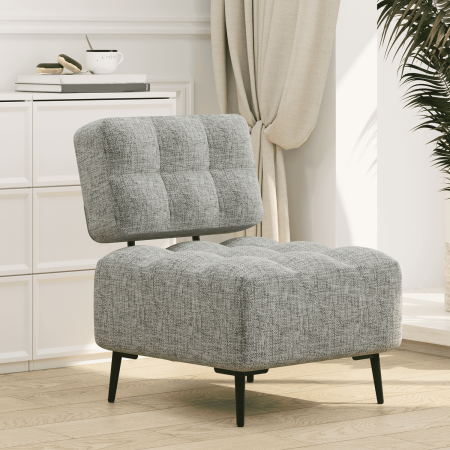 EROMMY Accent Chair, Mid Century Modern Chair with Thick Cushion & Metal Legs, Linen Leisure Chair Comfy Side Corner Chairs for Living Room, Bedroom, Study Room, Entryway (Gray)