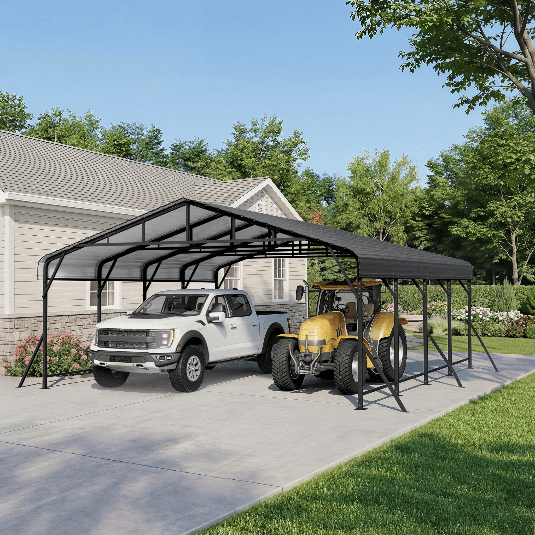 EROMMY Carport 20x20 FT, Heavy Duty Car-port, Car-Shelter with