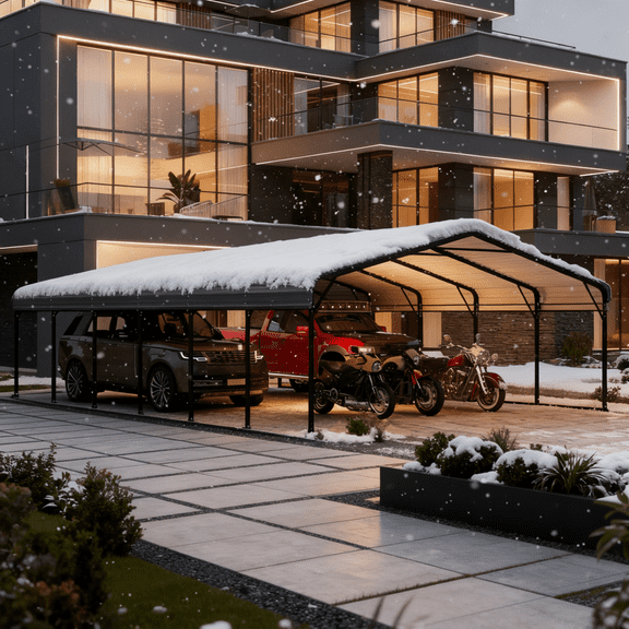 Erommy Metal Carport 20x30 FT, Heavy Duty Steel Carport with Galvanized Roof and Powder-Coated Frame for Car ,Truck and Boat