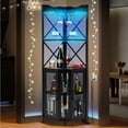 thumbnail image 1 of EROMMY Corner Bar Cabinet with Power Outlet, 5-Tiers Wine Bar Cabinet with LED Light and Glass Holder, Industrial Home Bar for Dining Room, Living Room, Kitchen, Modern Black, 1 of 7