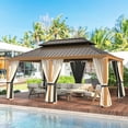 thumbnail image 1 of Erommy 12' x 18' Hardtop Gazebo, Wood Grain Aluminum Frame Outdoor Gazebo with Galvanized Steel Roof, Permanent Metal Pavilion with Curtains and Nettings for Patio, Backyard, Deck and Lawns, 1 of 9