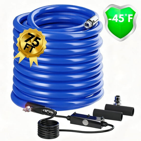 EROMMY Winter Heated RV Water Hose, -45°F Freeze Protection, Drinking Water Safe, 75 FT