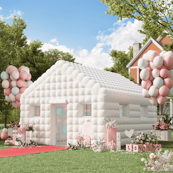 EROMMY Inflatable Nightclub 20x16.5x12 Ft, Inflatable Party Tent with 950w Blower, Inflatable Club Tent for Birthday Party Wedding Backyard Rental Business, White