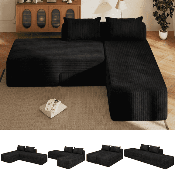 EROMMY Modular Sectional Sofa, 4-in-1 Convertible Couch with Deep Seats and Adjustable Chaise (Pillows Included)