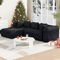 EROMMY Modular Sectional Sofa with Chaise,Boneless CouchConvertible Sofa Bed, Fluffy Cloud Couch,Deep Seat Couches for Living Room, No Assembly Required, Black