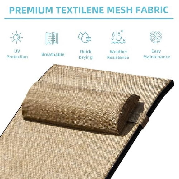 EROMMY Patio Chaise Lounge Chair, Set of 2 Outdoor Pool Lounge Chairs with 5 Position Adjustable Backrest, All-Weather Waterproof Pool Lounge Chairs for Beach Yard Poolside