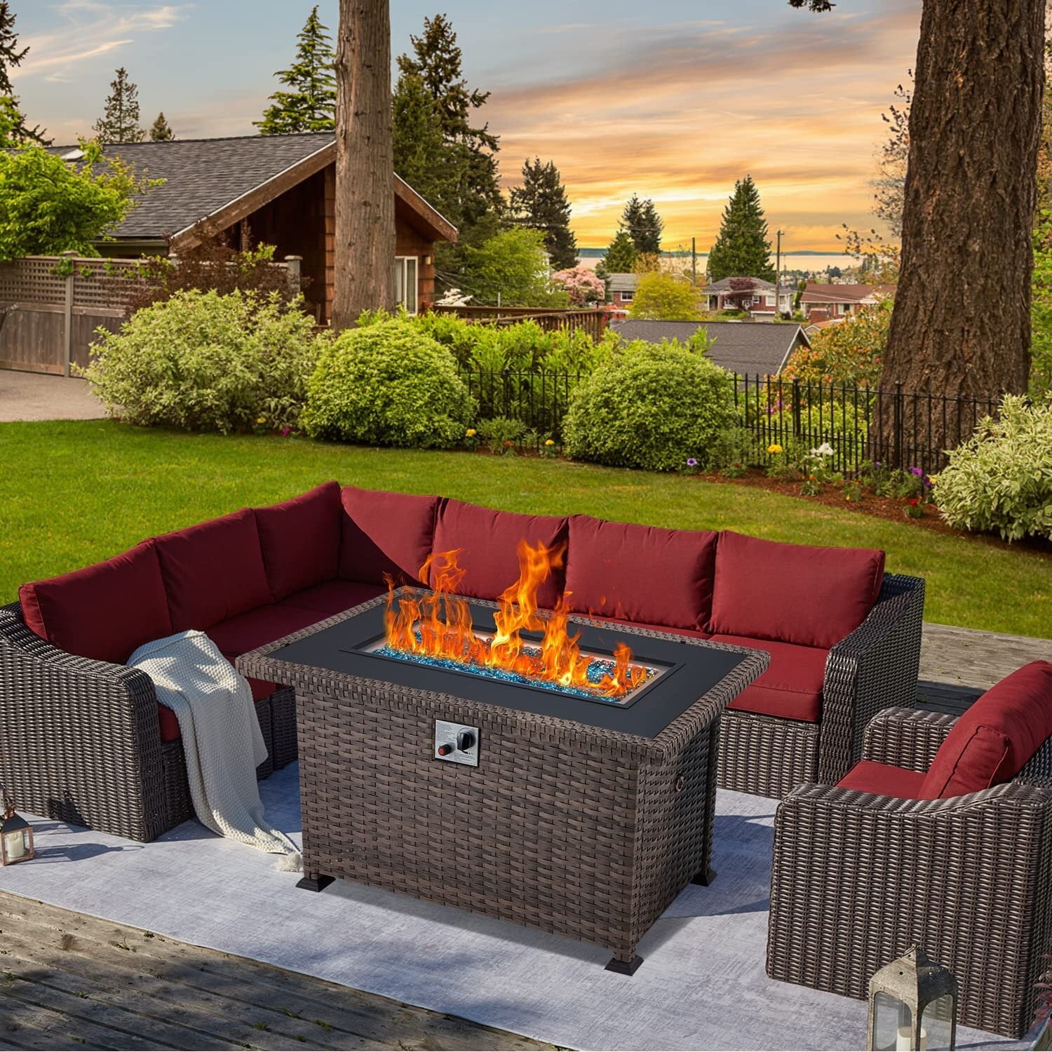 EROMMY Propane Fire Pit Table, 50,000 BTU Staninless Steel Gas Fire Pit