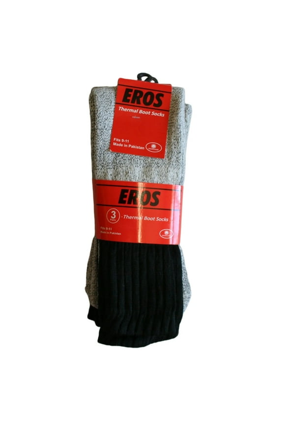 Men's Gray Thermal Boot Sock - Black Cuff