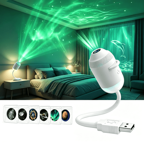 EROSHOO 2-in-1 HD Galaxy Star Projector Night Light, 360 Rotating, usb Plug-and-Play Mini Galaxy Starry Night Light Projector(6 Projection Films)