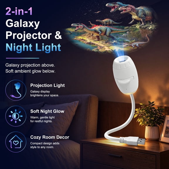 EROSHOO Dinosaur Ocean Aquarium Halloween Christmas Themed Projector Night Light, usb Plug-and-Play, with 25 Projection Films