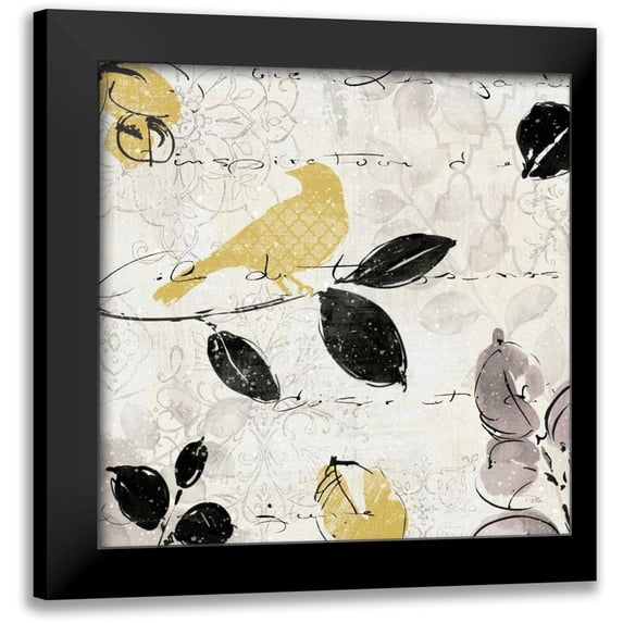 ERR, Pela 12x12 Black Modern Framed Museum Art Print Titled - Plume and Motif I