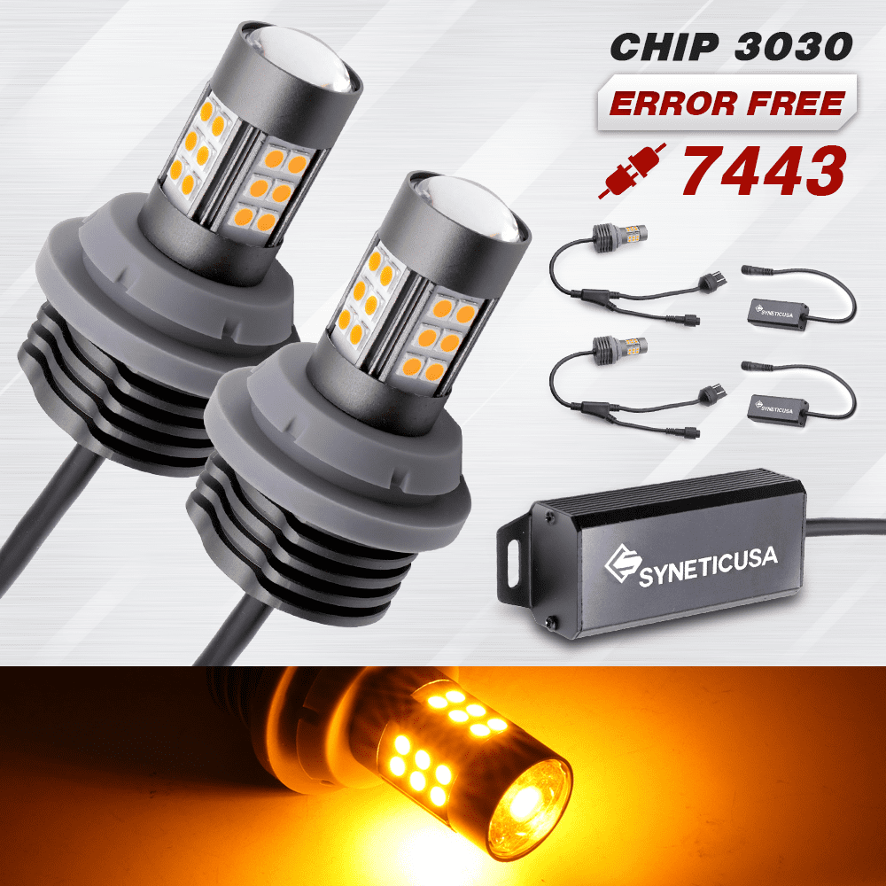 ERROR FREE 7443 7440 7444 LED Turn Signal Amber DRL Parking Light Bulbs ...