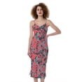 thumbnail image 1 of Red And Grey Digital Camo Pattern Print Slim Fit Midi Cami Dress, Camo Camouflage Fashion Summer Maxi Sexy Casual Dress For Women, 1 of 4