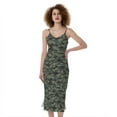 thumbnail image 1 of Forest Green Digital Camo Pattern Print Slim Fit Midi Cami Dress, Camo Camouflage Fashion Summer Maxi Sexy Casual Dress For Women, 1 of 4