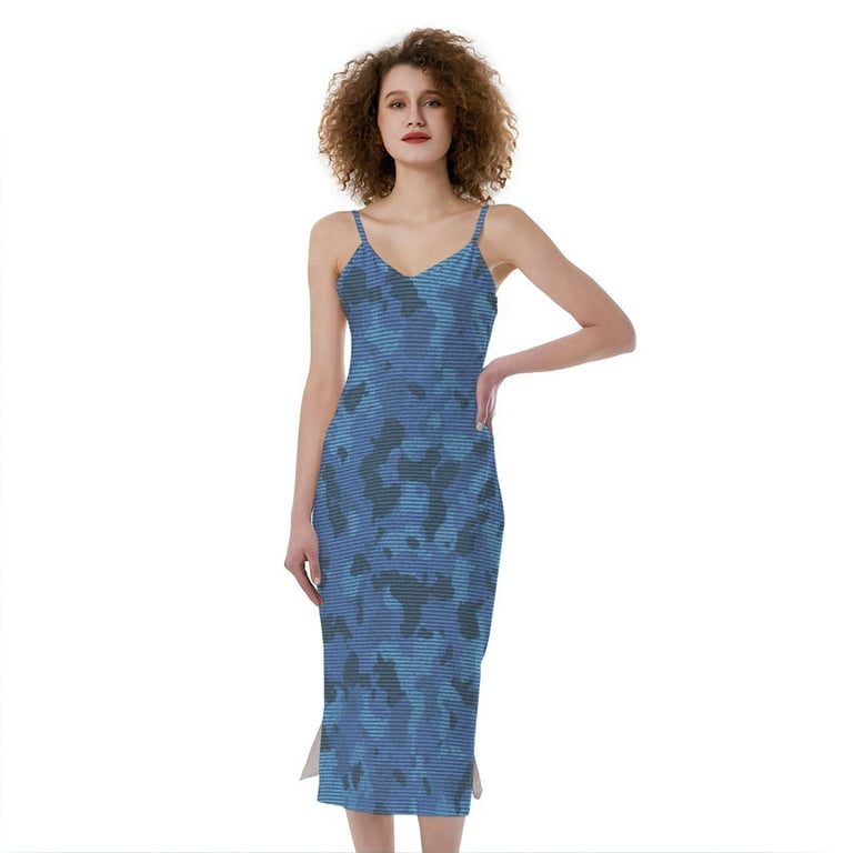 white christmas dresses Women's Drop Waist Blue Denim Midi dress main image 0