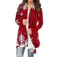 thumbnail image 1 of ClodeEU Womens Christmas Print Cardigan,Open Front Long Sleeve Cardigans,Christmas Holiday Trendy Casual Coat Red a,Womens Plus XXXXL, 1 of 4