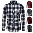 thumbnail image 1 of YFNNUP Mens Flannel Shirts Casual Button Down T-Shirt Long Sleeve Vintage Plaid Work Shirt Slim Fit Work Tee Shirts with Pockets, 1 of 4