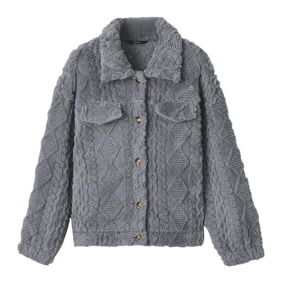 Felirenzacia Womens Fleece Jacket Button Down Sherpa Fuzzy Faux Shearling Casual Office Coats Winter Fall Outerwear 2025 Clothes with Pockets