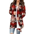 thumbnail image 1 of ClodeEU Womens Christmas Print Cardigan,Open Front Long Sleeve Cardigans,Christmas Holiday Trendy Casual Coat Red k,Womens Plus XXXXL, 1 of 4