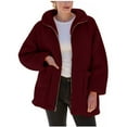 thumbnail image 1 of Felirenzacia Women's Coat Casual Lapel Fleece Fuzzy Faux Shearling Zipper Coats Warm Winter Oversized Outwear Jackets, 1 of 6
