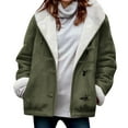 thumbnail image 1 of Felirenzacia Womens Sherpa Jacket Fuzzy Horn-Button Coat Hoodie Fleece Jackets Fluffy Coat with Pockets, 1 of 5