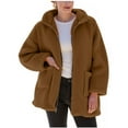 thumbnail image 1 of Felirenzacia Women's Coat Casual Lapel Fleece Fuzzy Faux Shearling Zipper Coats Warm Winter Oversized Outwear Jackets, 1 of 6