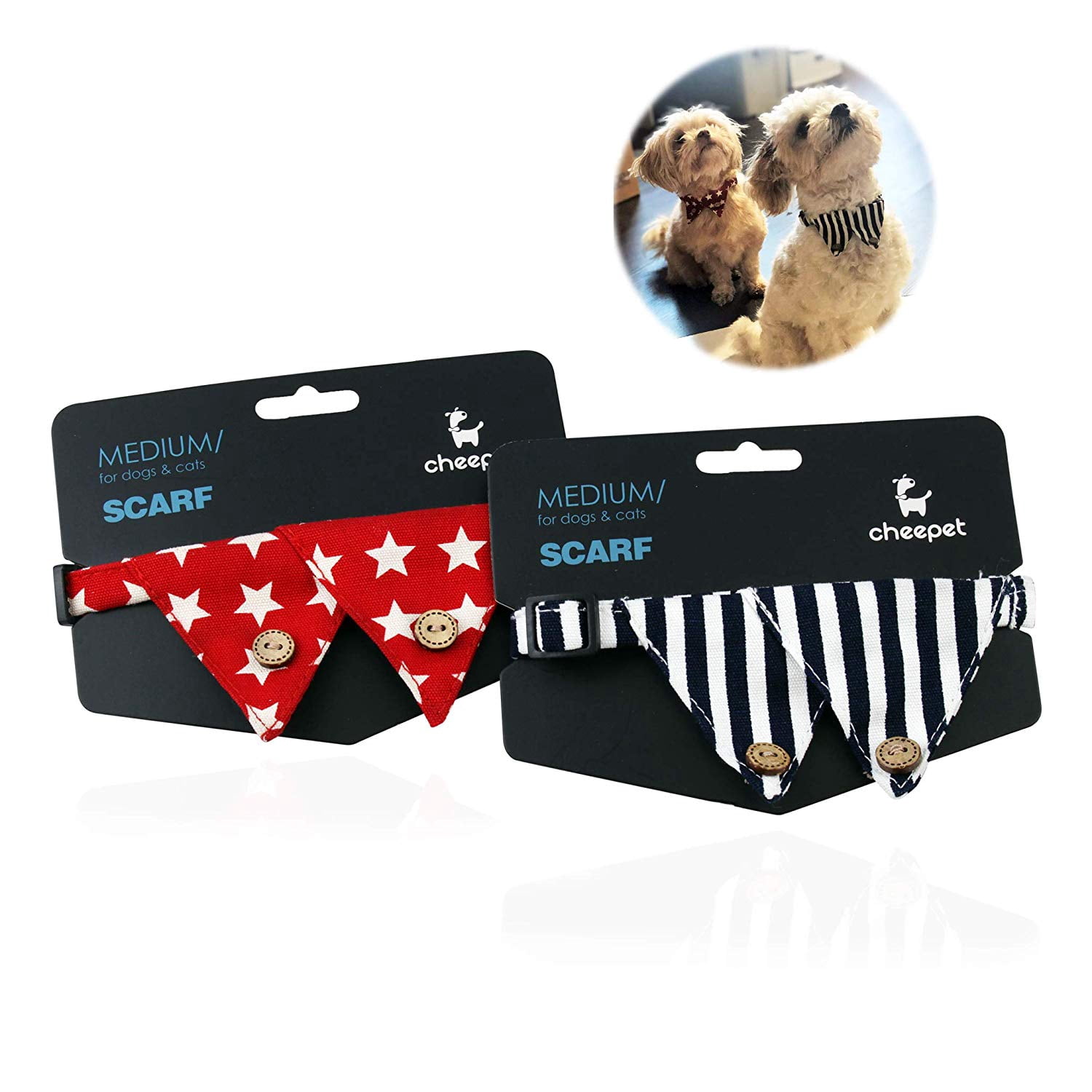 ERROR (Set of 2) Adjustable Cat and Dog Collar with Bell and Cute Plaid Burgee Design Soft and Comfortable for Small Median Dog and Cat EHD