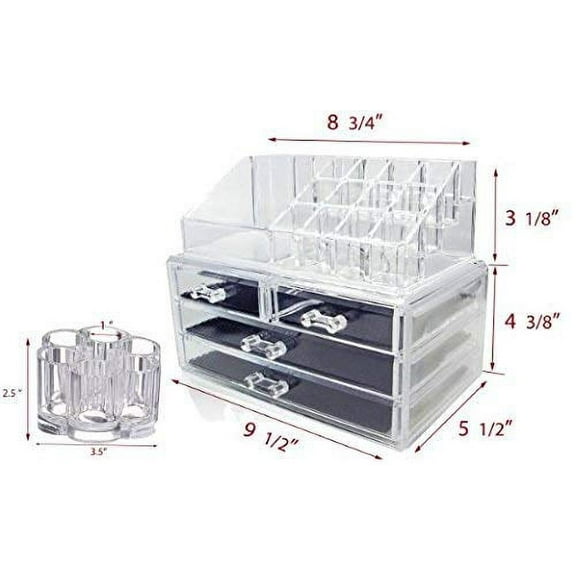ERROR Set of 2 Clear Acrylic Cosmetics , Jewelry and Makeup Organizer Brush Holder with 12 Spaces KT00009