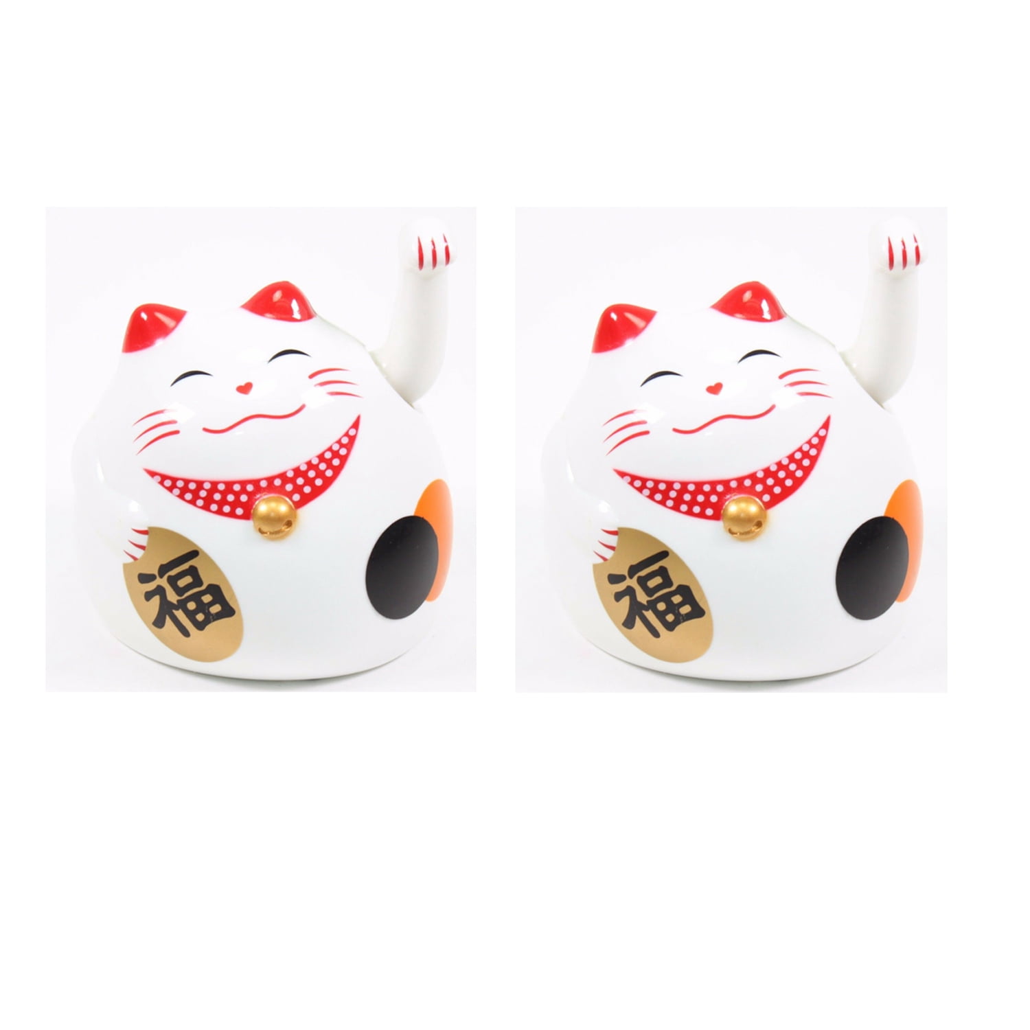 ERROR Two Small White Beckoning Fortune Happy Cat Maneki Neko Toy Home Decor Business Gift EHD