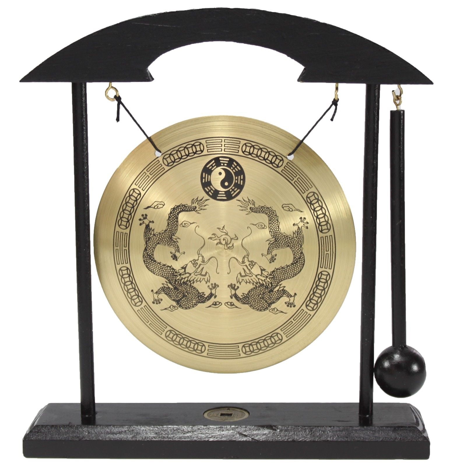 SMILING JUJU ERROR Zen Table Gong Dragon with Taiji Symbols Feng Shui Meditation Desk Bell Home Decor Housewarming Congratulatory Blessing Gift US Seller