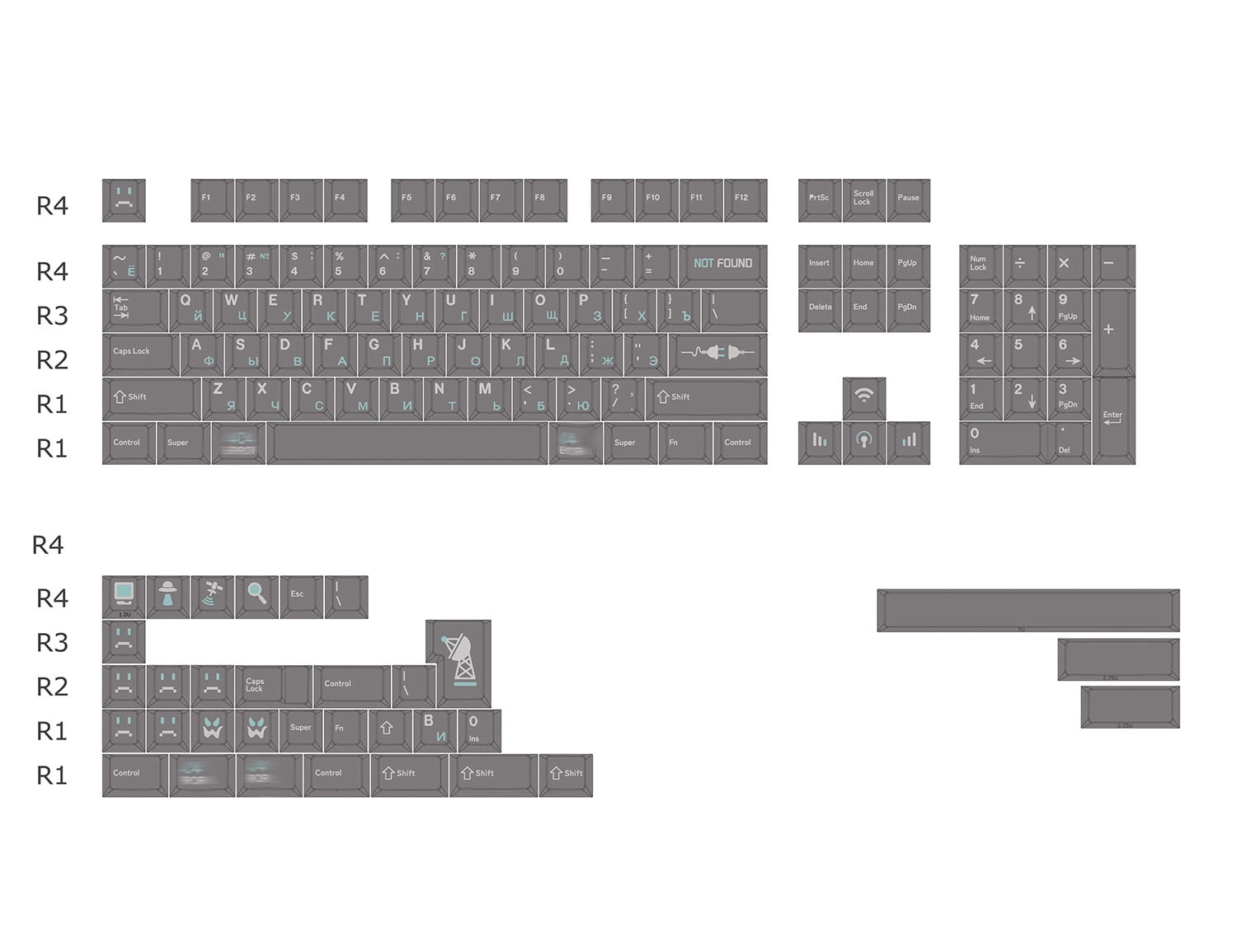 ERROR404 PBT Keycap Full Set, Cherry Profile 5-Side Dye-Sublimation Keycaps for Mechanical Keyboard