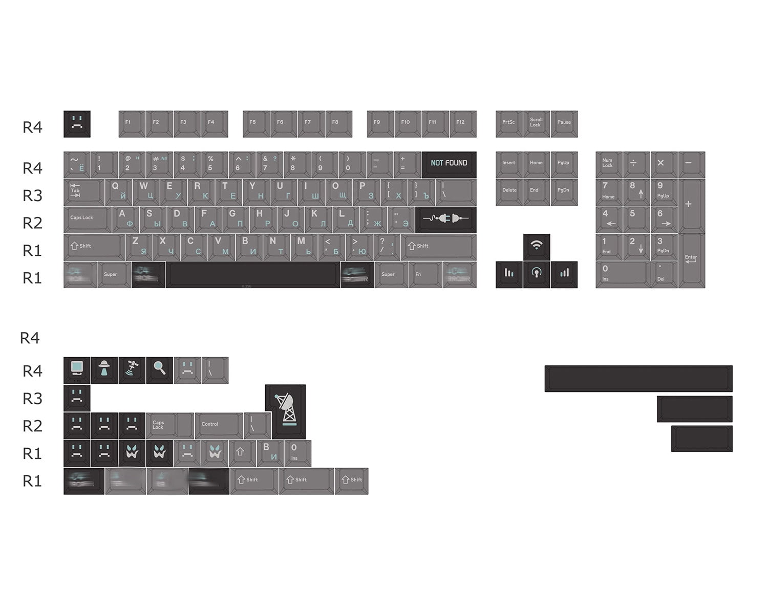 ERROR404 PBT Keycap Full Set, Cherry Profile 5-Side Dye-Sublimation Keycaps for Mechanical Keyboard