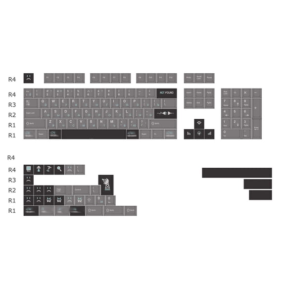 ERROR404 PBT Keycap Full Set, Cherry Profile 5-Side Dye-Sublimation Keycaps for Mechanical Keyboard