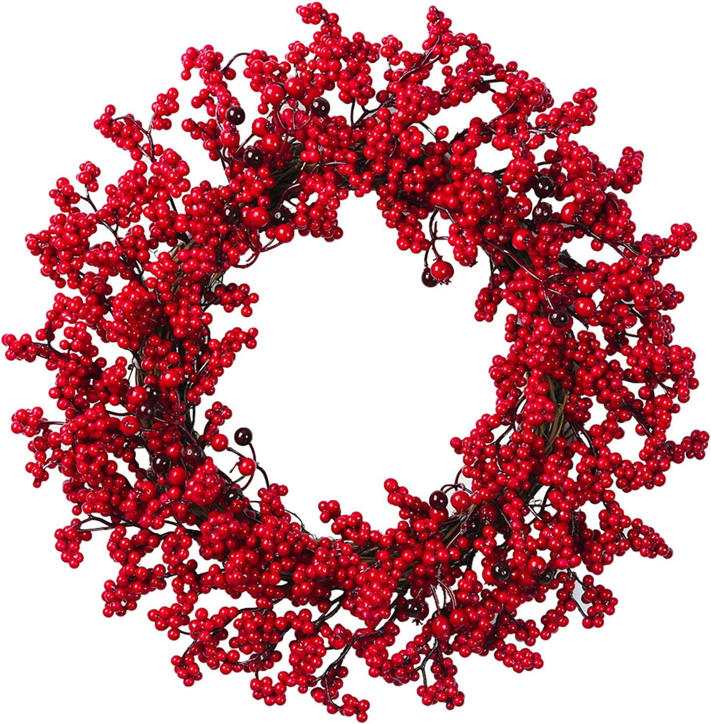 ERTG Red Berry Wreaths for Front Door 17.7In Red Berry Door Wreath Made