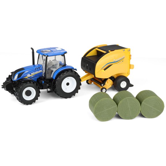 ERTL 1/32 New Holland T6.175 Tractor with 561 Roll-Belt Baler & 3 Round Bales 61029