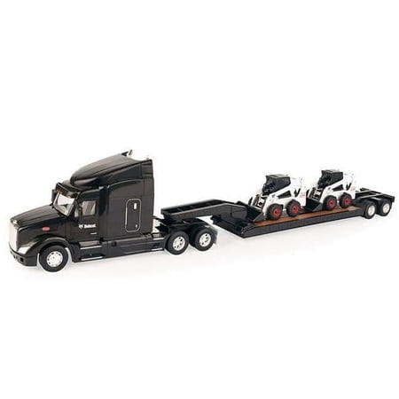 ERTL ERT47368 Bobcat Peterbilt 579 Semi with Lowboy Trailer & Two Bobcat S450 Skid Loader