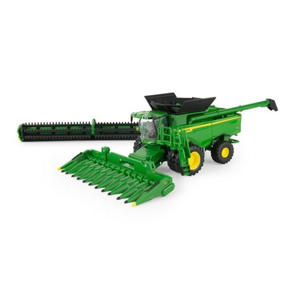 ERTL Prestige Collection John Deere S7 800 Combine Replica, 1/64 Scale Die-Cast Model with Duals, HDF40 Grain Head & CF12 Folding Corn Head Collector Farm Toy