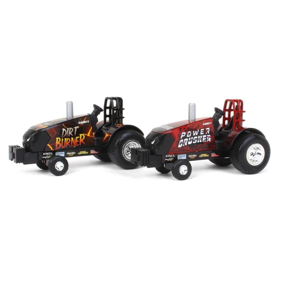 ERTL Set of 2 ~ 1/64 Case IH "Power Crusher" & "Dirt Burner" Die-cast Pulling Tractors, 37917