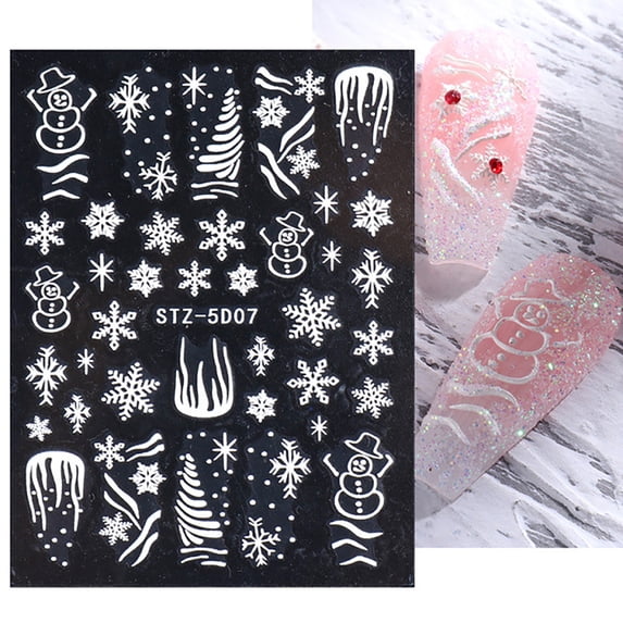 ERTUTUYI Nail Care Snowflake Pattern Nail Sticker Decals 5D Hollow Pattern Nail Supplies Self-Adhesive Luxurious Nail Decoration