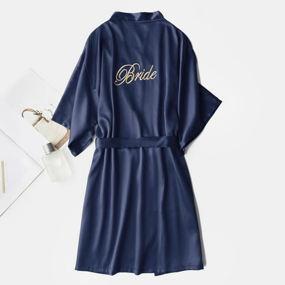 ERTUTUYI Women's Soild Satin Sleepwear Pajamas Bathrobe Nightgown For Bride Wedding Party